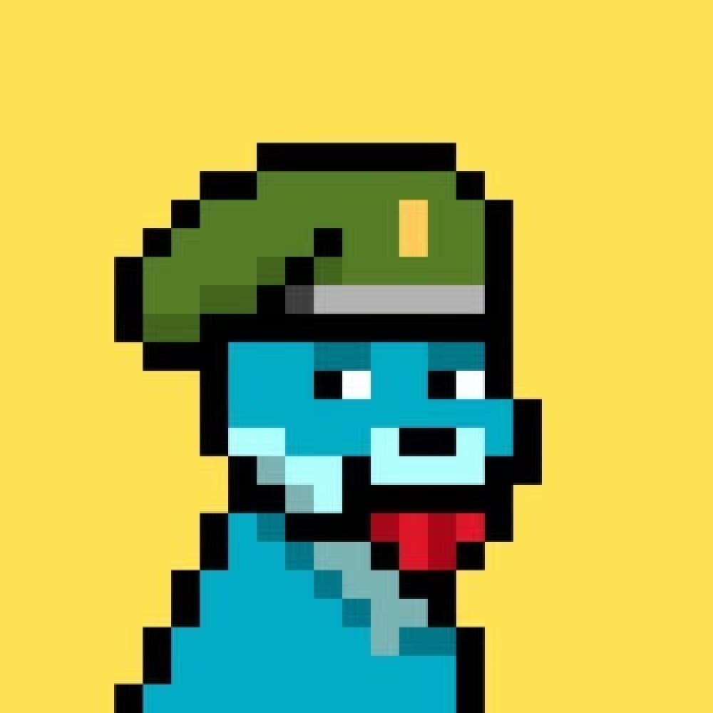 Official Corn yellow-background pixel dog in a green cap